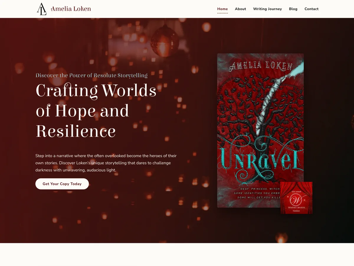Amelia Loken website homepage