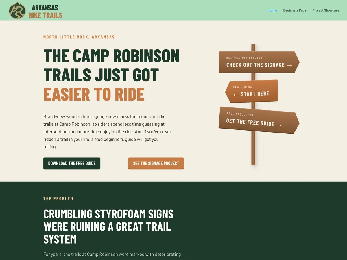 Arkansas Bike Trails website homepage