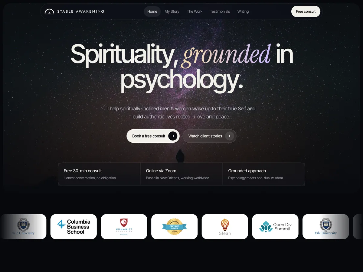 Stable Awakening website homepage