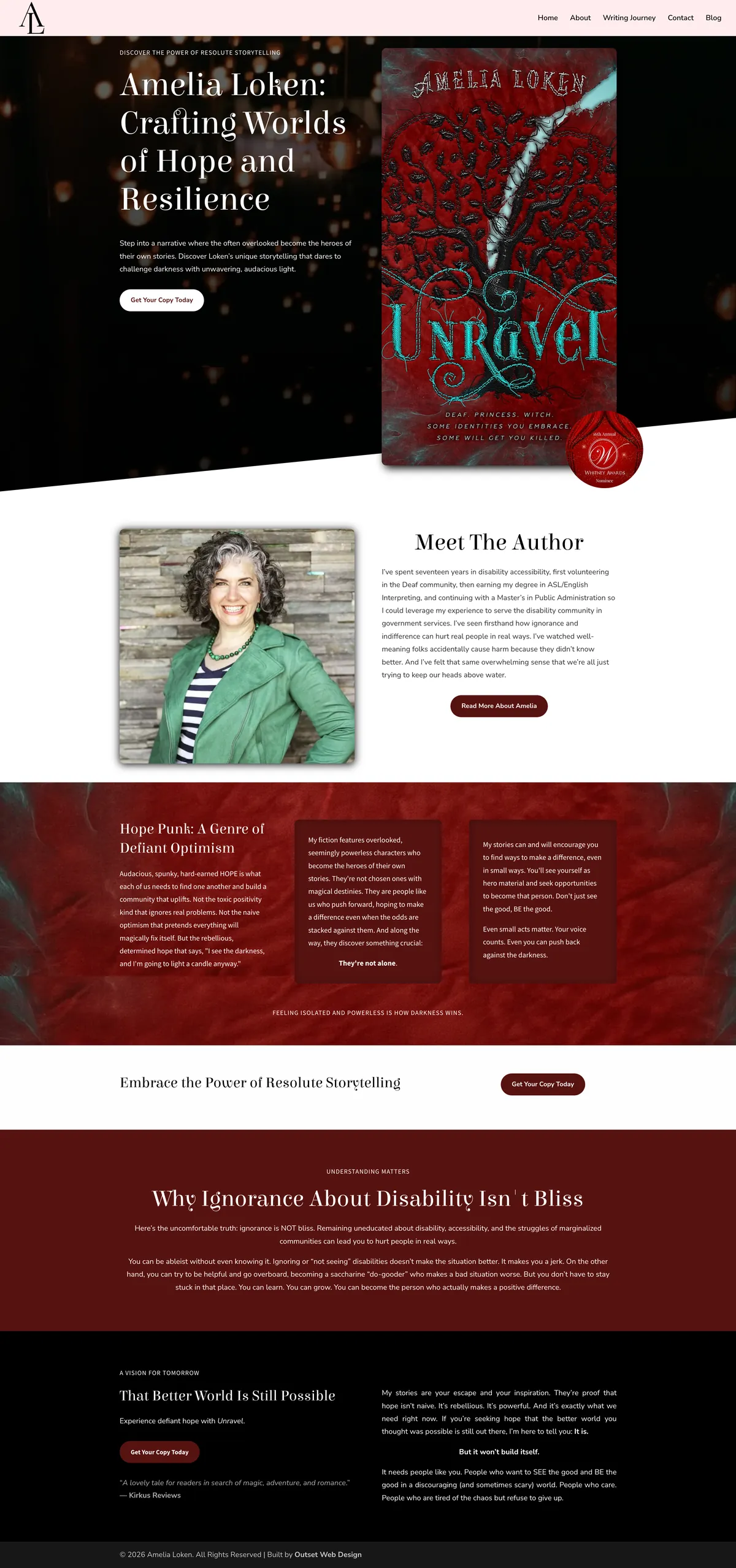 Amelia Loken author website, full homepage