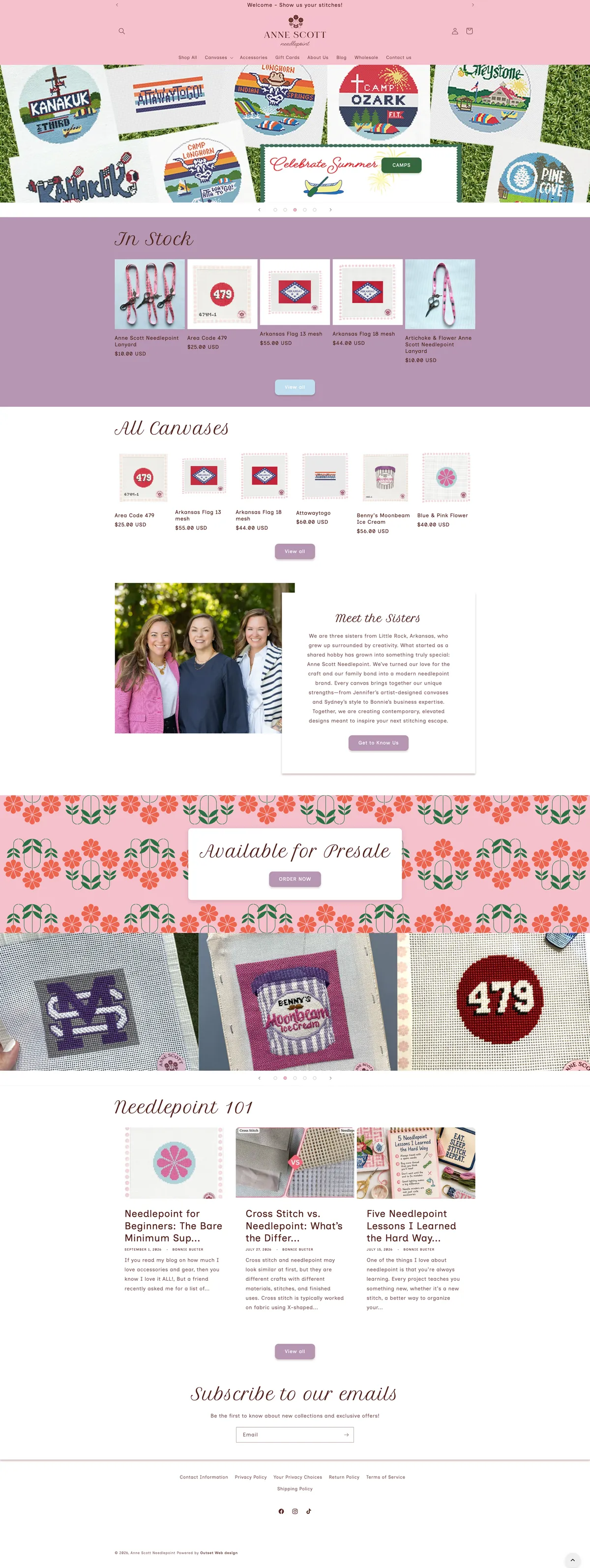 Anne Scott Needlepoint online store, full homepage