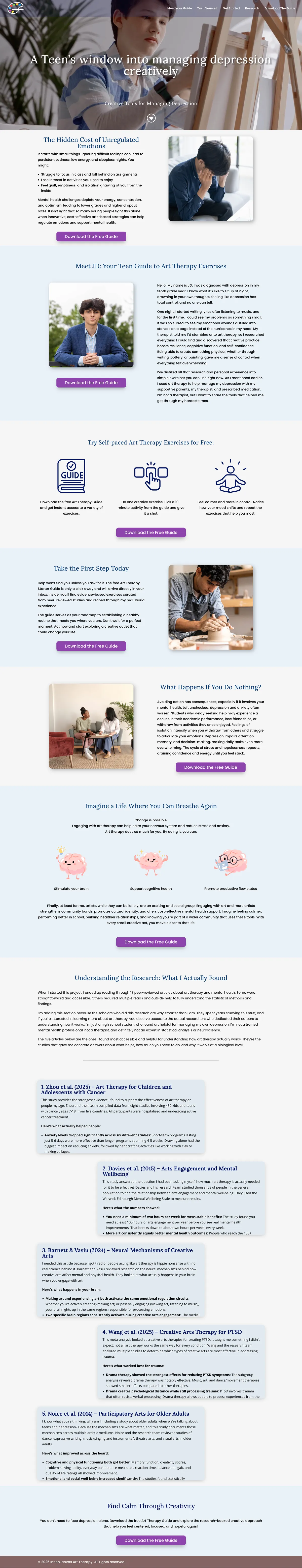 Inner Canvas Art website, full homepage