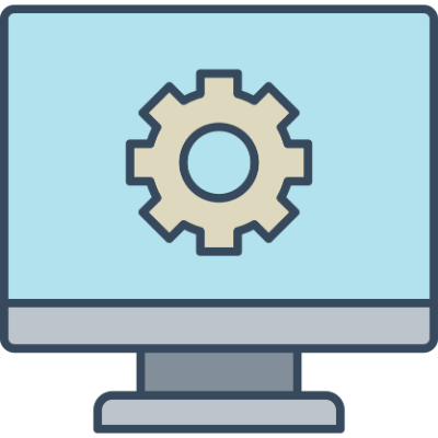 Icon of a Computer Screen with a Gear