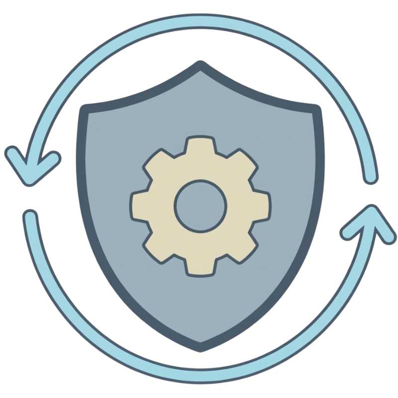 Icon of shield with a cog