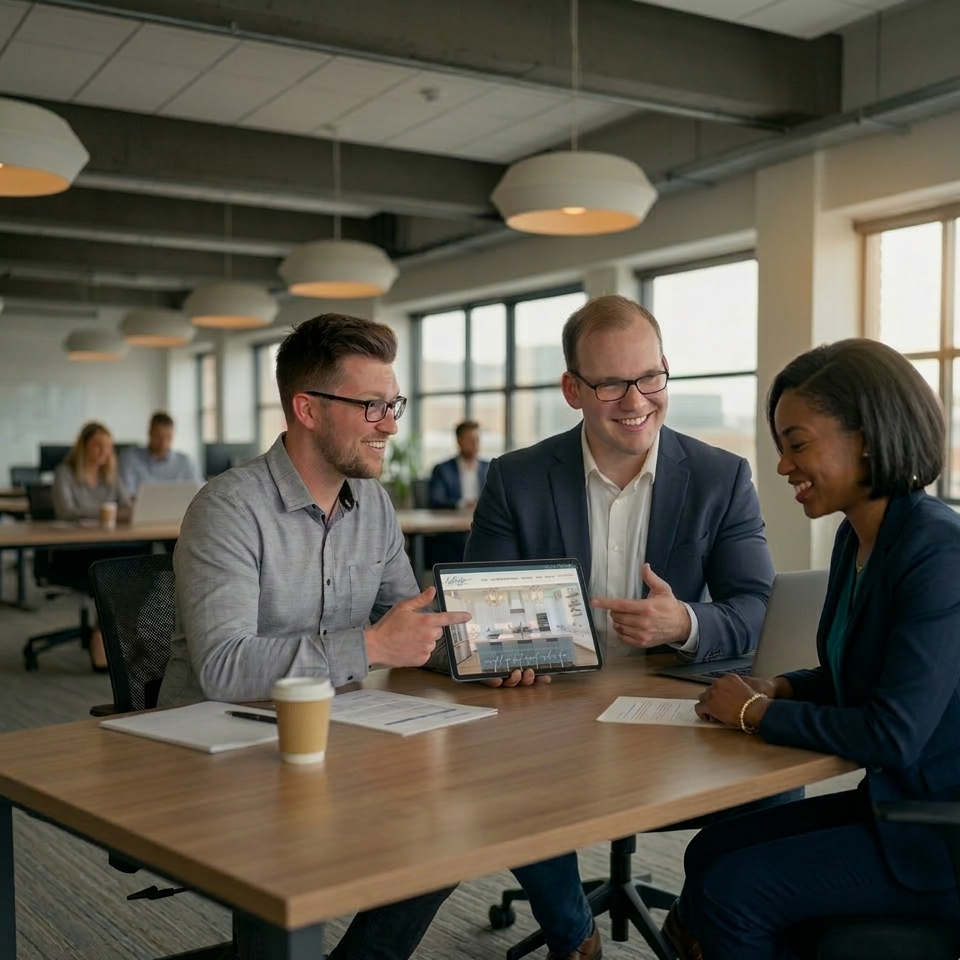 Image of showcasing a website with a client